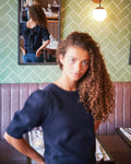 Martha Bow Knit Tee - Navy