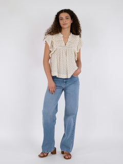 Jayla Basic Blossom Top - Creme