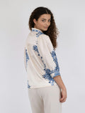Roselle Paisley Border Blouse - Bright Blue