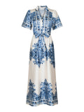 Noelle Paisley Border Dress - Bright Blue