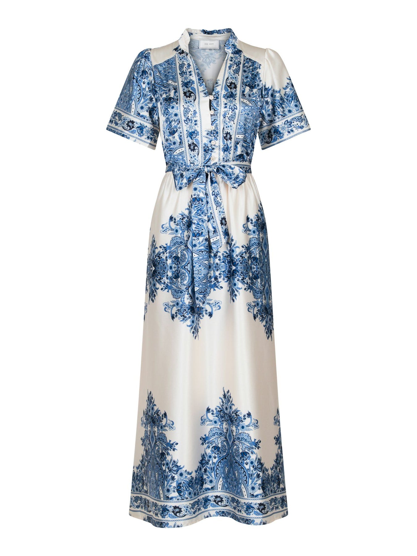 Noelle Paisley Border Dress - Bright Blue