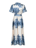 Noelle Paisley Border Dress - Bright Blue