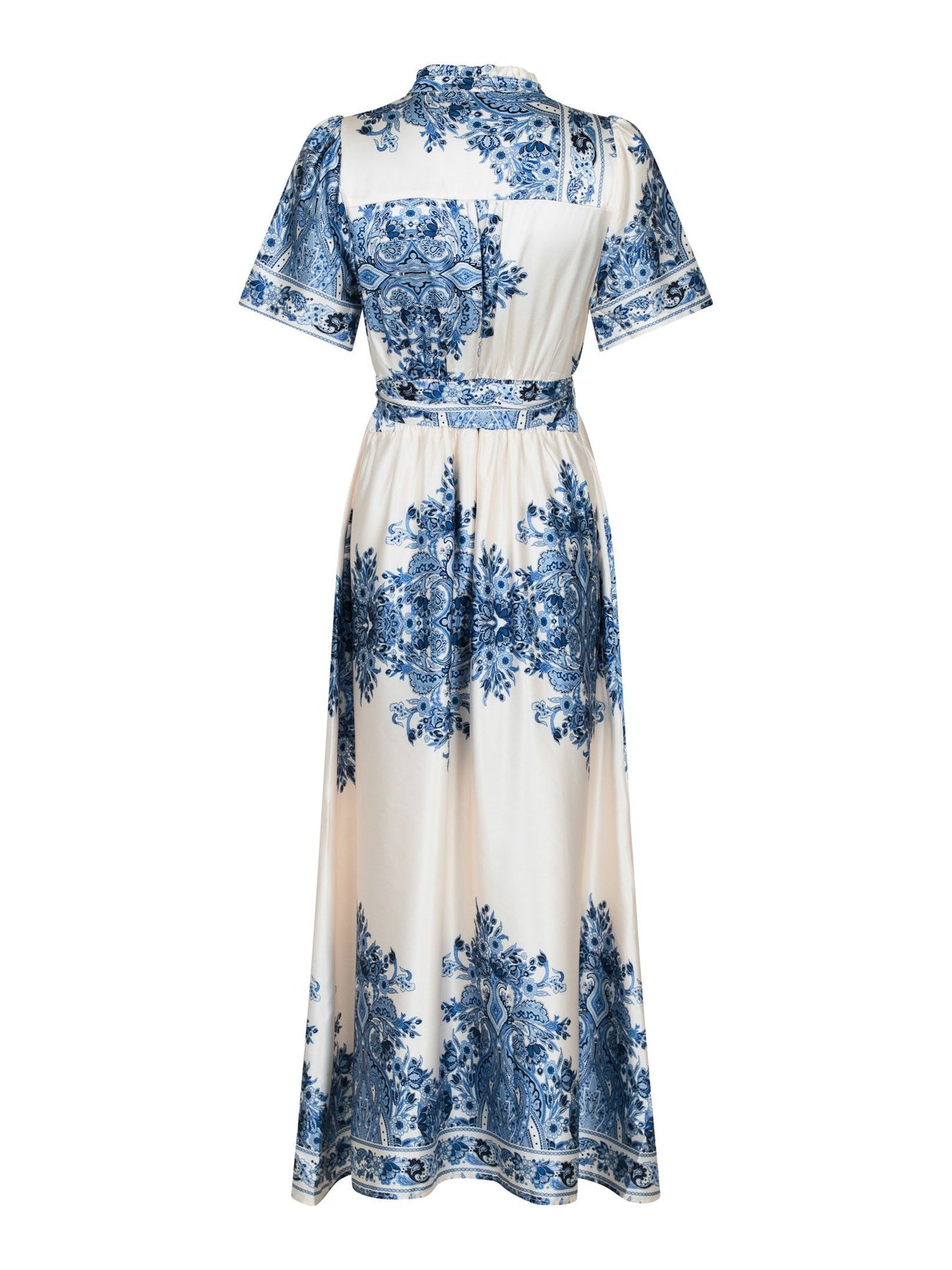 Noelle Paisley Border Dress - Bright Blue
