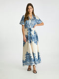Noelle Paisley Border Dress - Bright Blue
