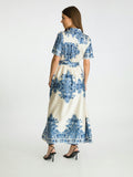 Noelle Paisley Border Dress - Bright Blue