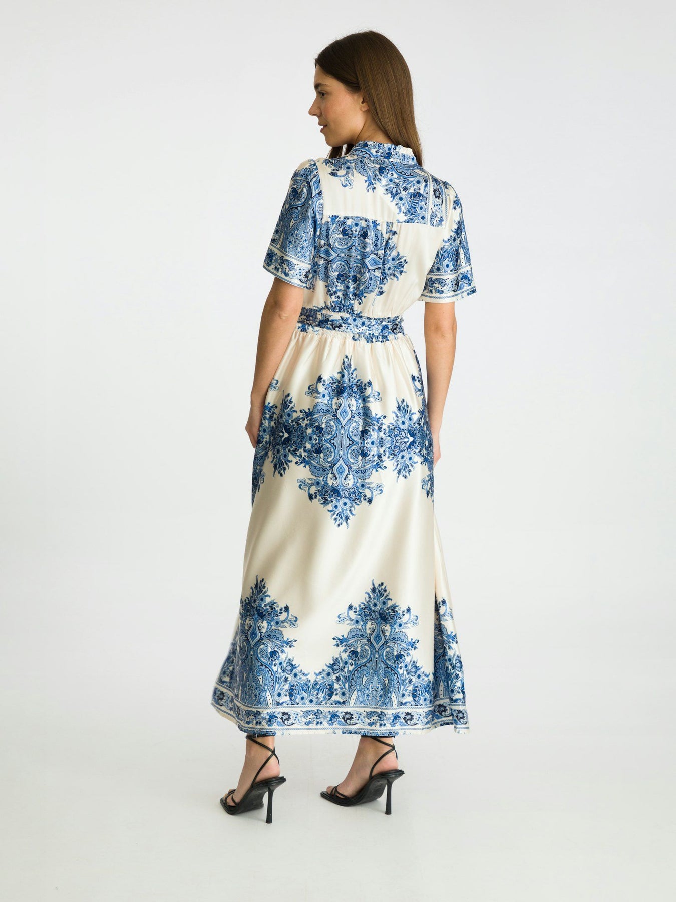 Noelle Paisley Border Dress - Bright Blue