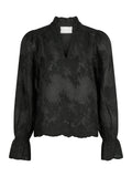Amara Big Embroidery Blouse - Black