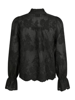 Amara Big Embroidery Blouse - Black