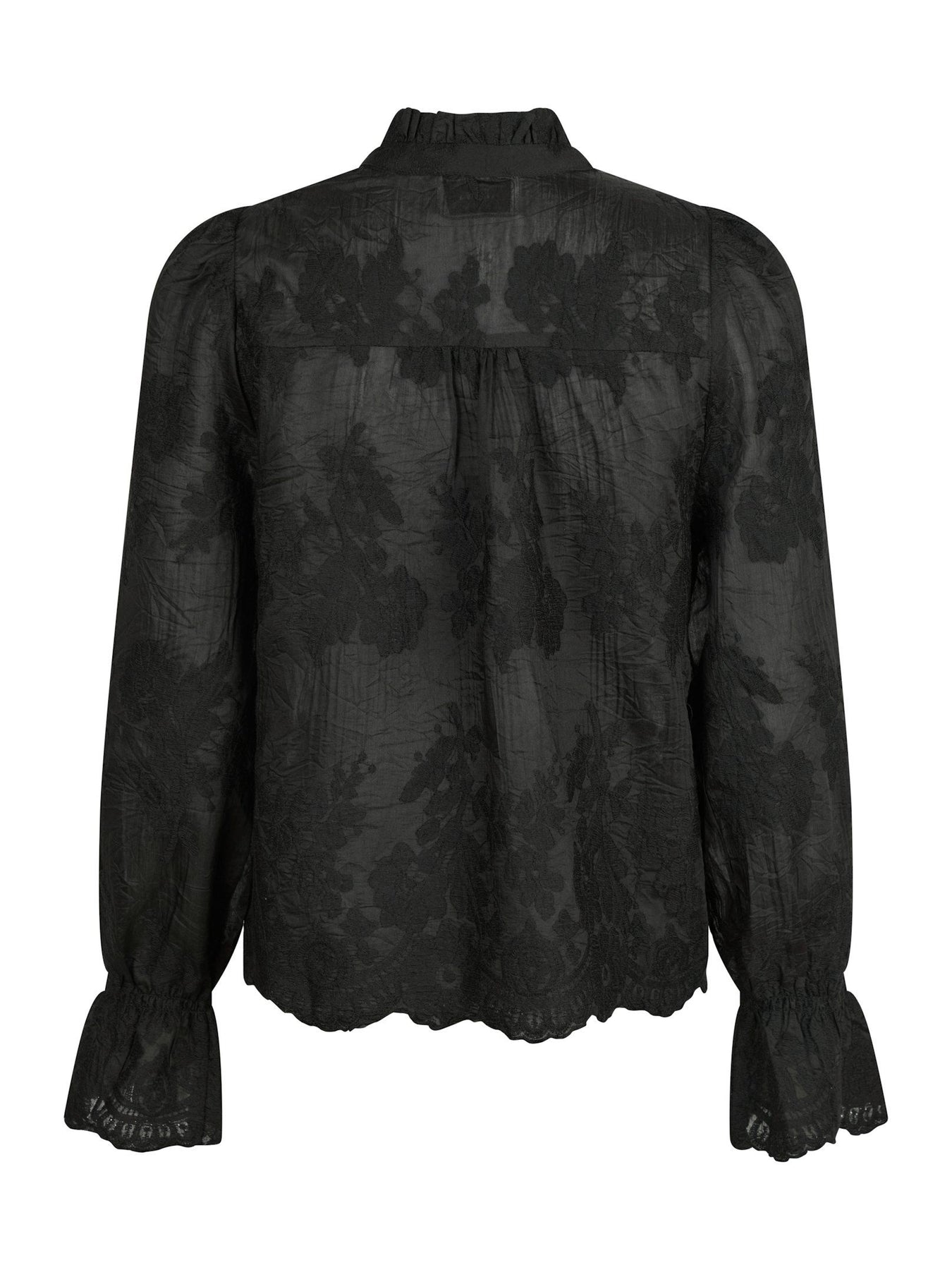 Amara Big Embroidery Blouse - Black