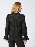 Amara Big Embroidery Blouse - Black