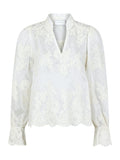 Amara Big Embroidery Blouse - Off White