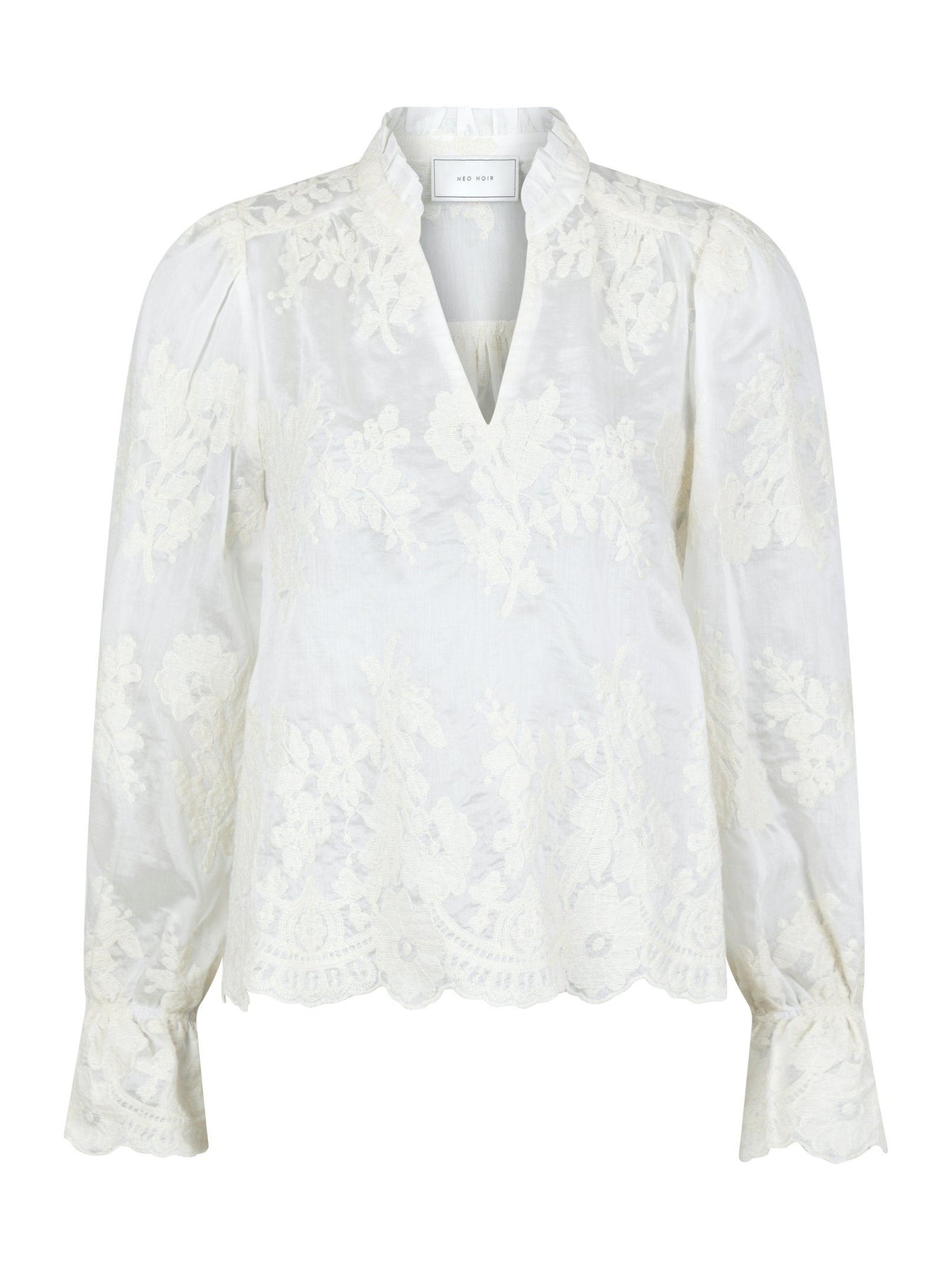 Amara Big Embroidery Blouse - Off White