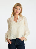 Amara Big Embroidery Blouse - Off White