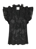 Jayla Big Embroidery Top - Black