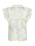Jayla Big Embroidery Top - Off White