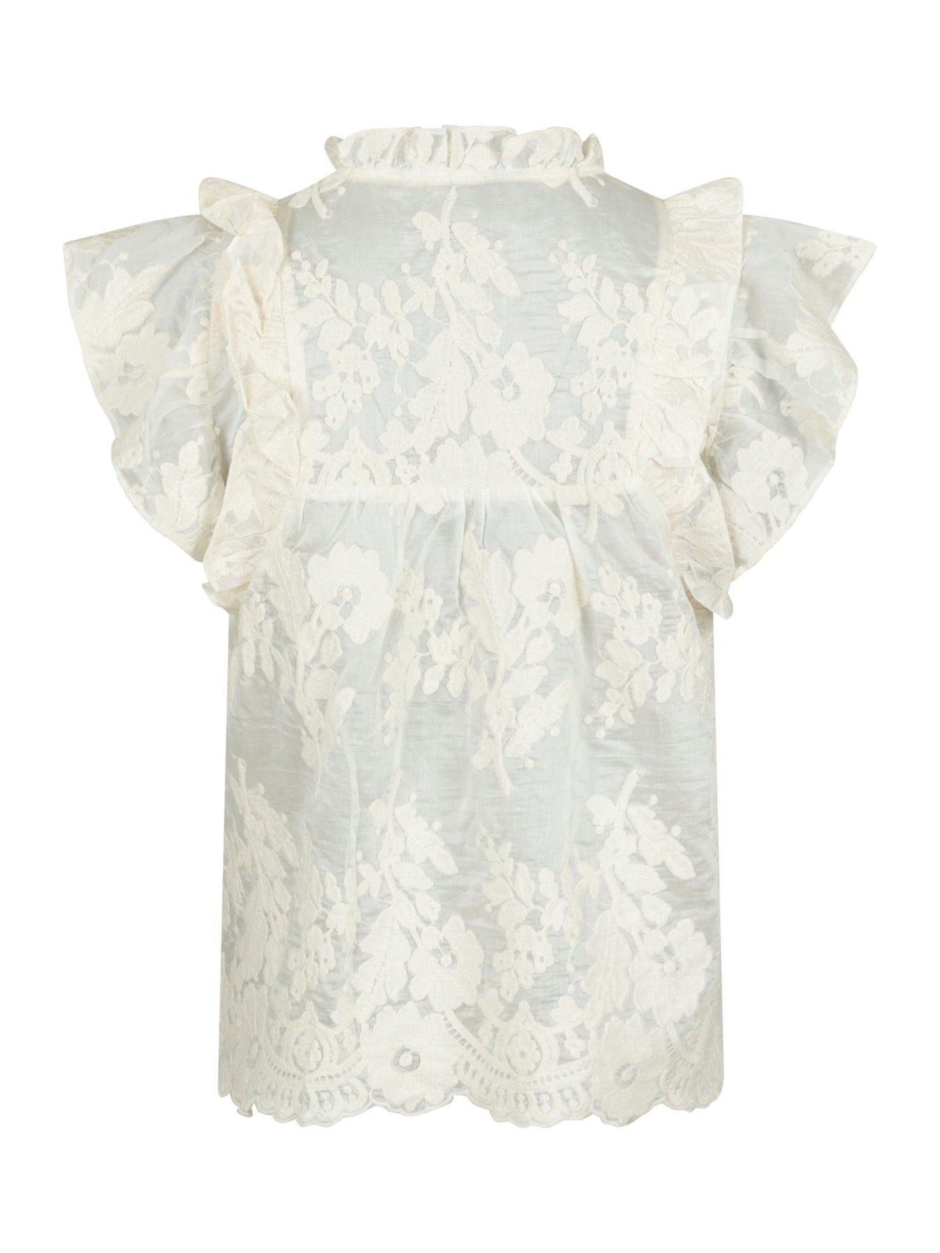 Jayla Big Embroidery Top - Off White