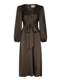 Rimini Heavy Sateen Dress - Mörkbrun