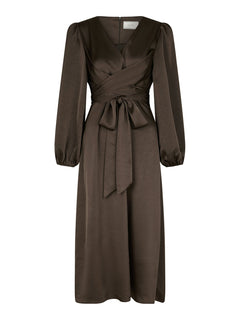 Rimini Heavy Sateen Dress - Dark Brown