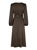 Rimini Heavy Sateen Dress - Mörkbrun