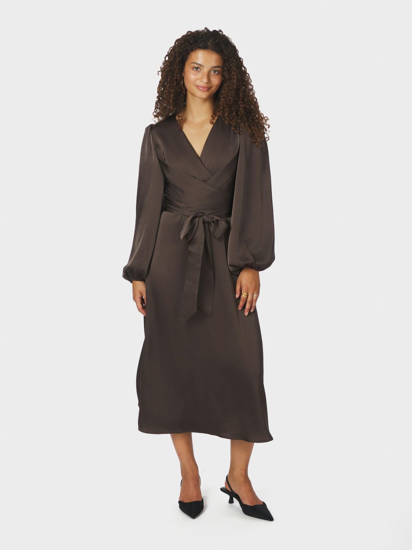 Rimini Heavy Sateen Dress - Mörkbrun