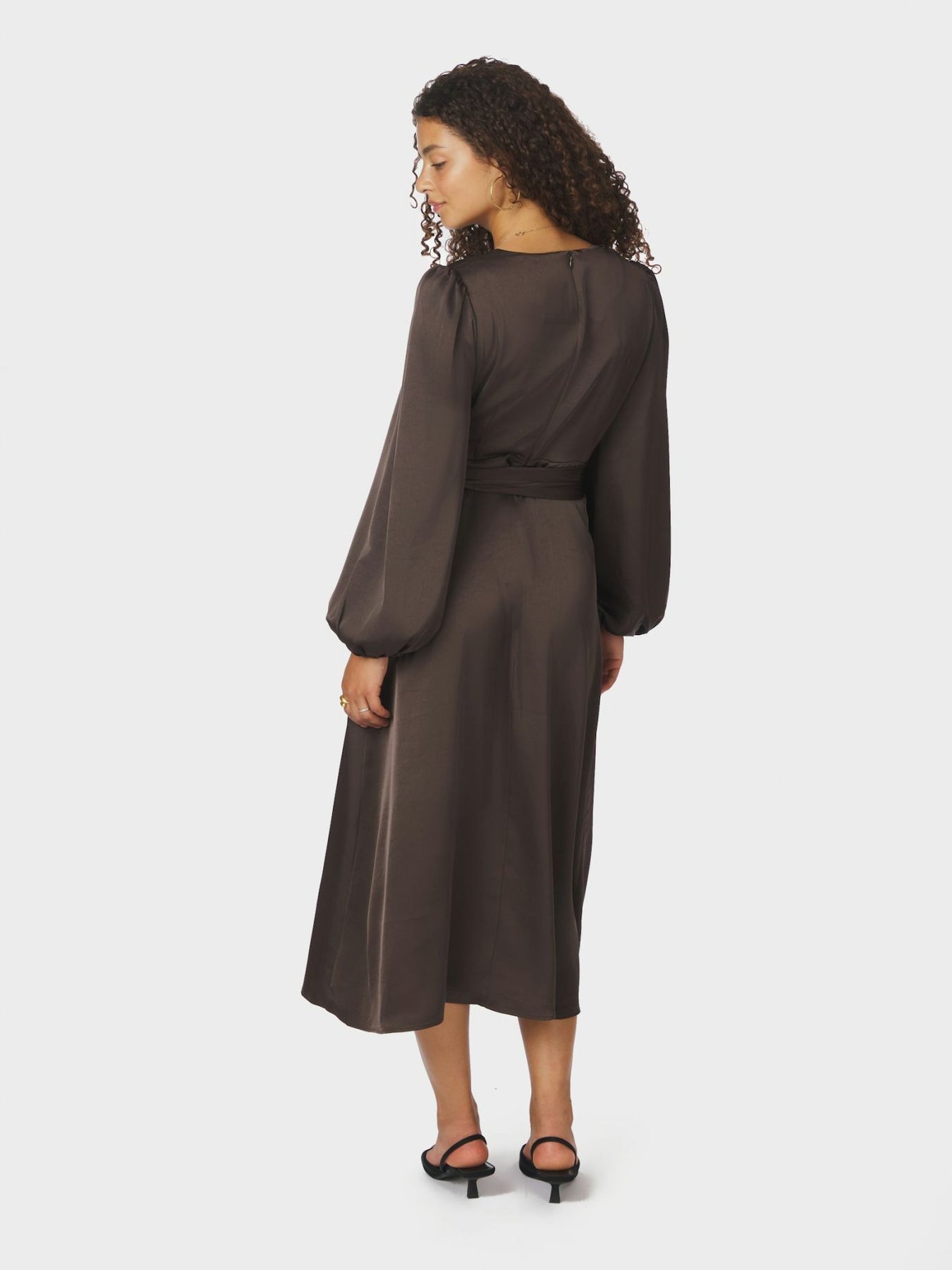 Rimini Heavy Sateen Dress - Mörkbrun