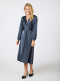Rimini Heavy Sateen Dress - Midnight Blue