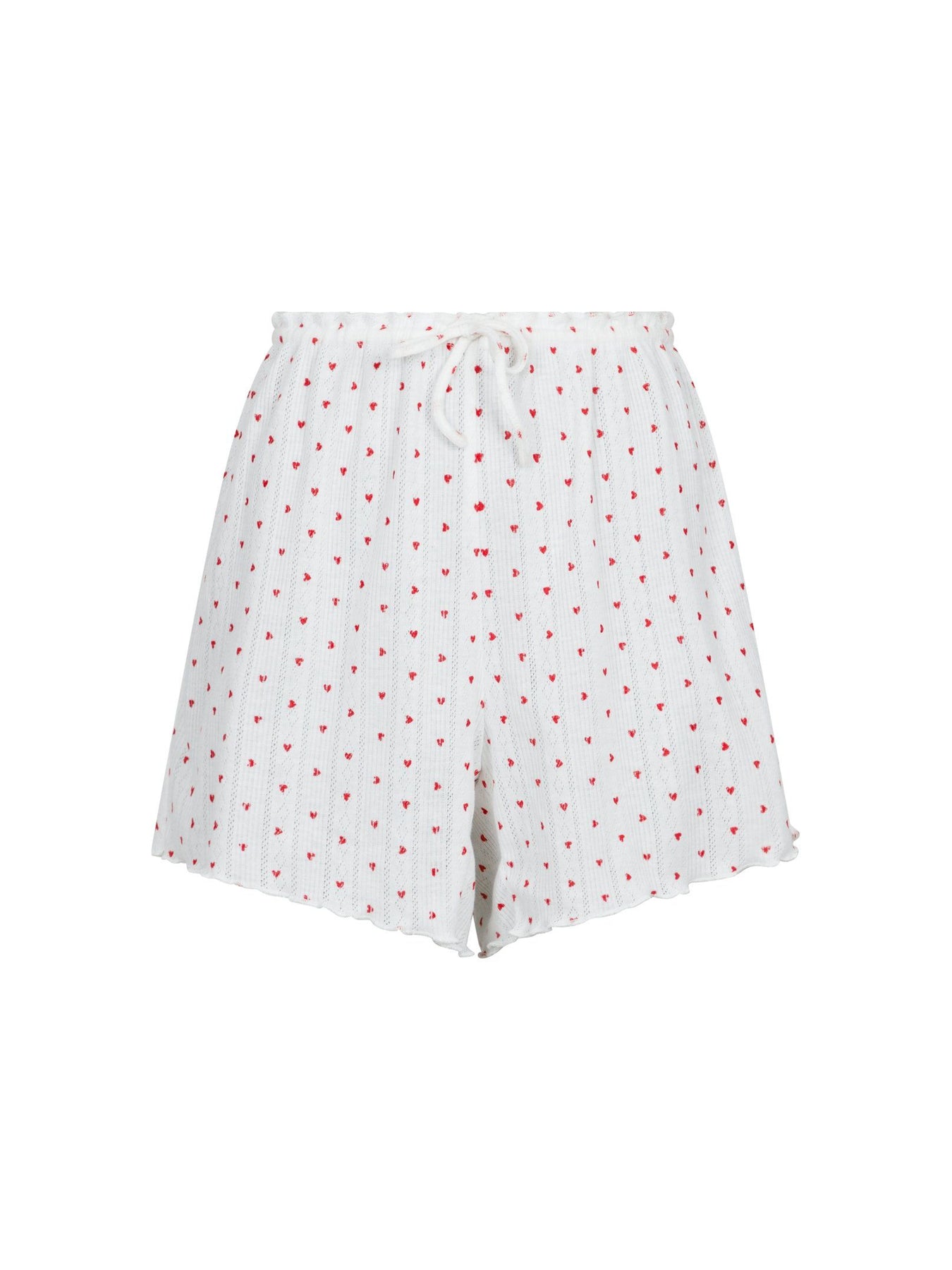 Merritt Pointelle Heart Shorts - White