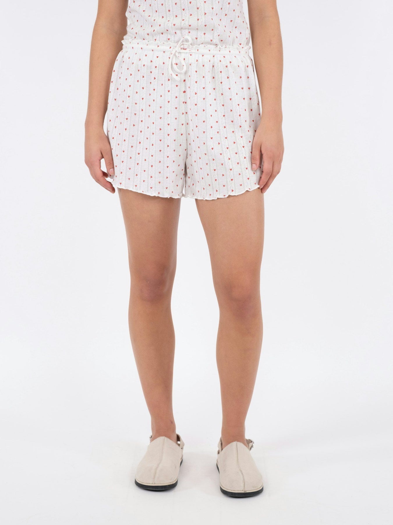 Merritt Pointelle Heart Shorts - White