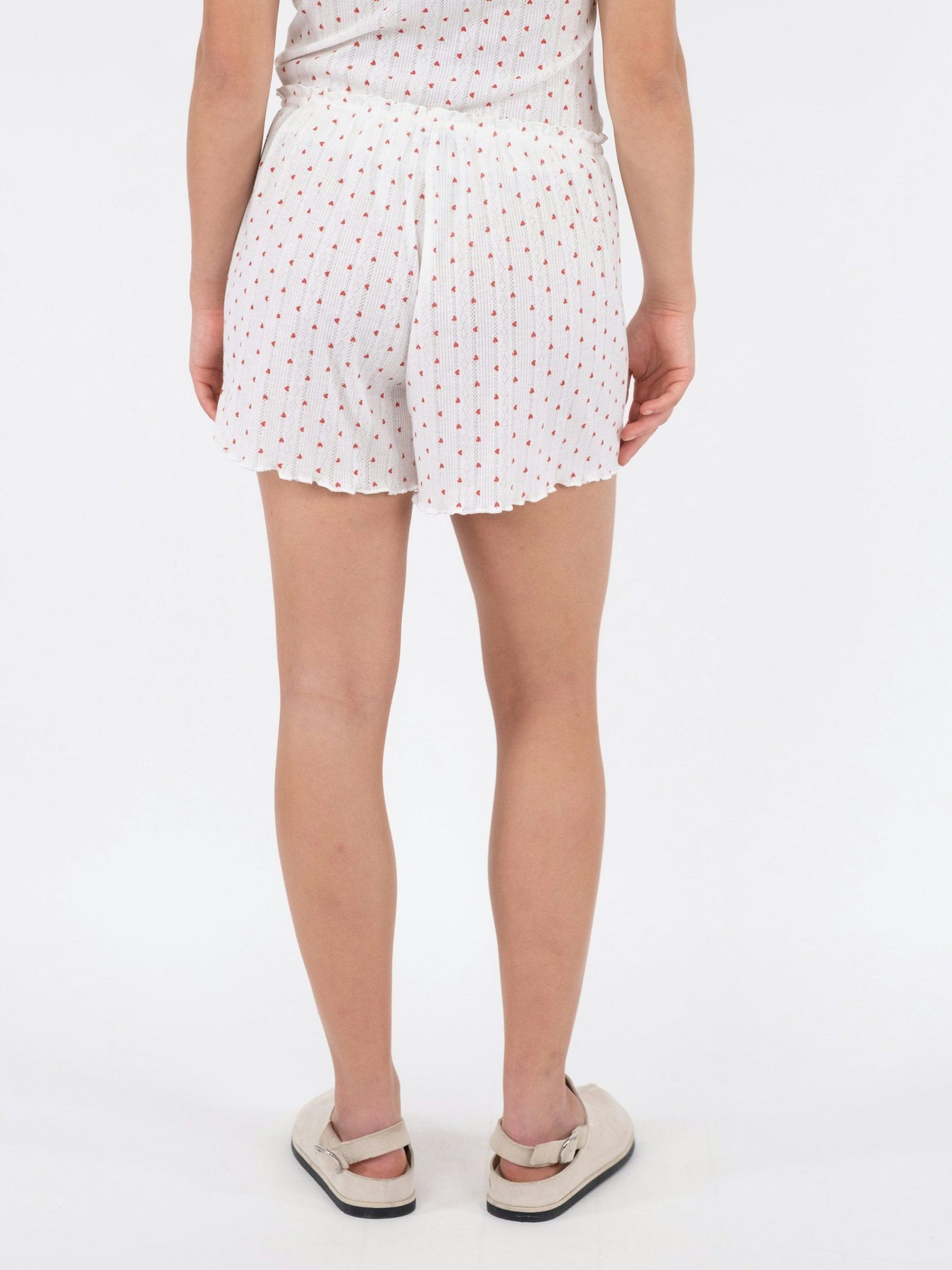Merritt Pointelle Heart Shorts - White