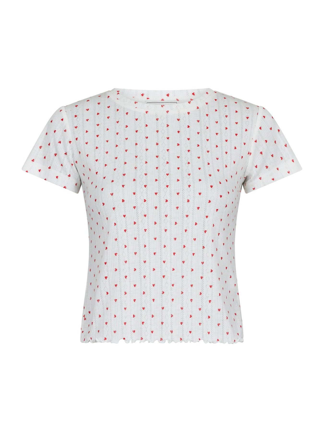 Lonnie Pointelle Heart Top - White