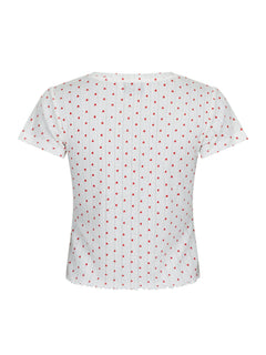 Lonnie Pointelle Heart Top - White