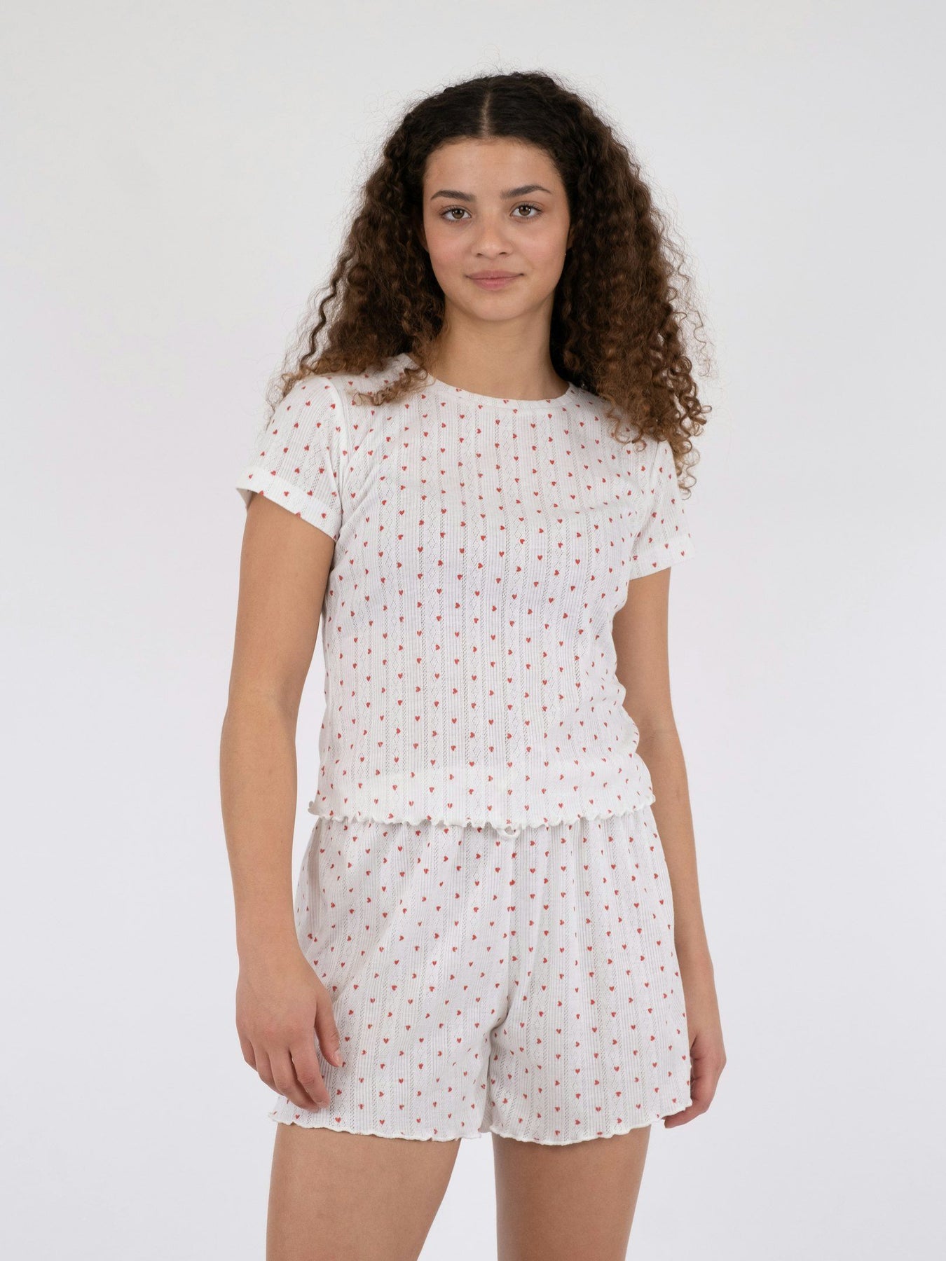 Lonnie Pointelle Heart Top - White