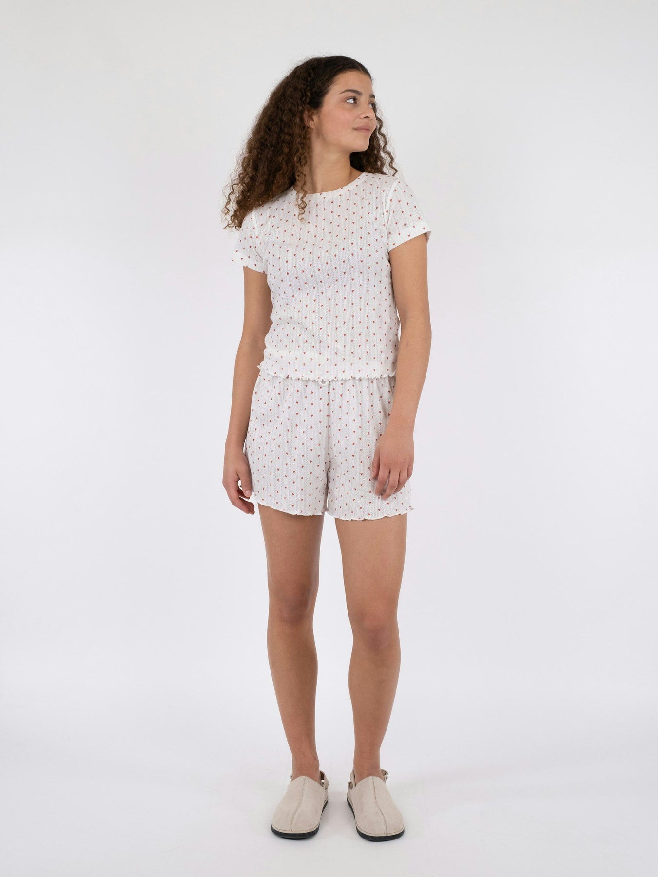 Lonnie Pointelle Heart Top - White