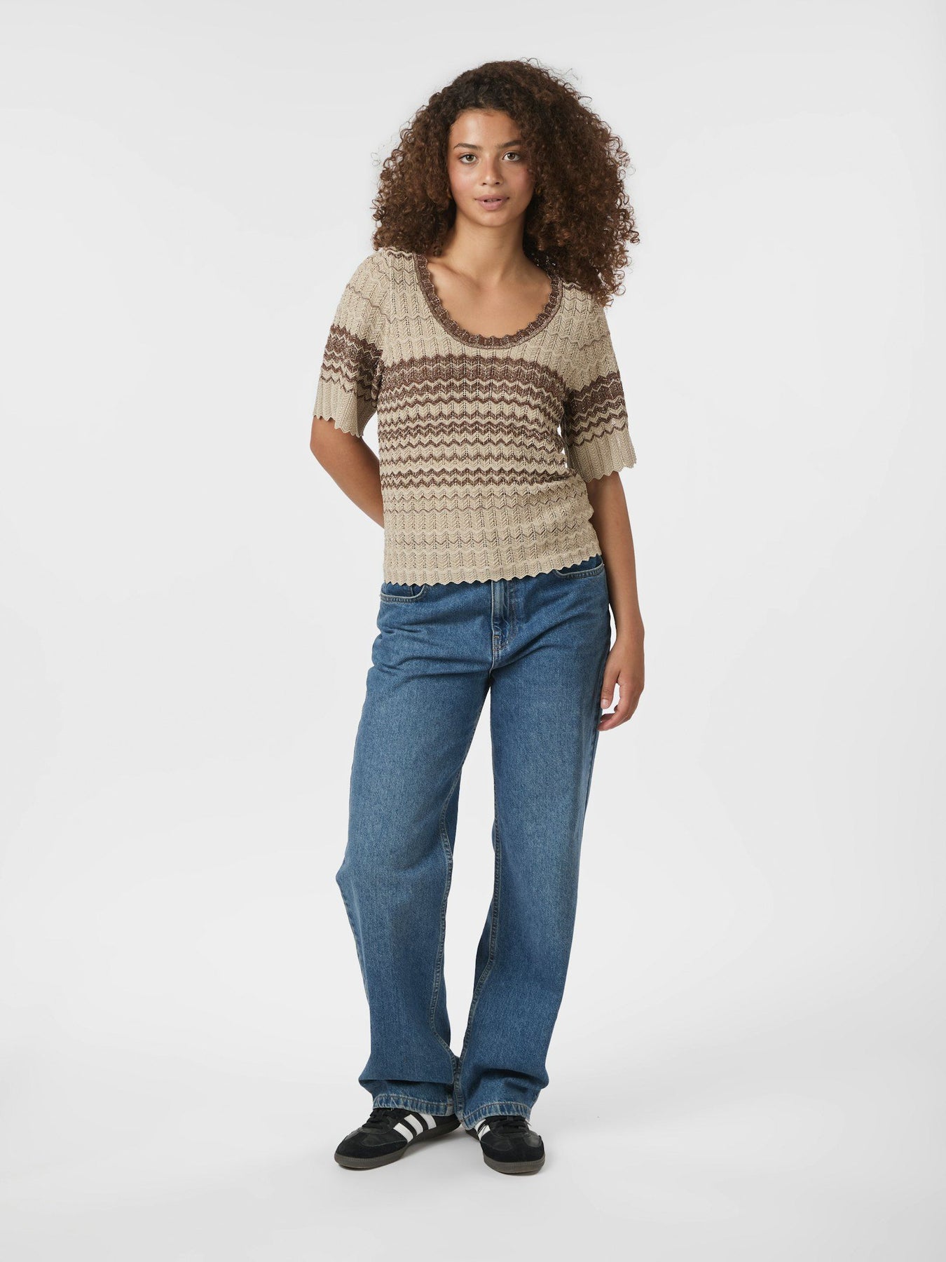 Meiko Stitch Knit Blus - Brun