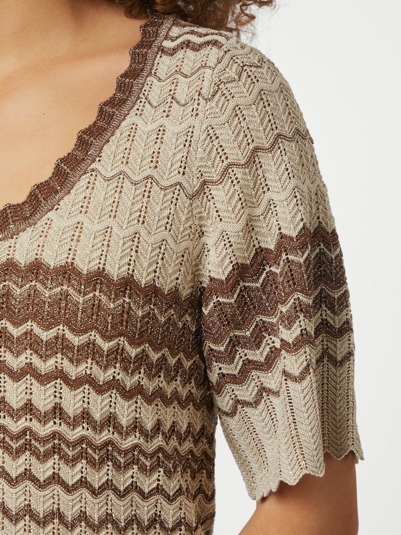 Meiko Stitch Knit Blus - Brun