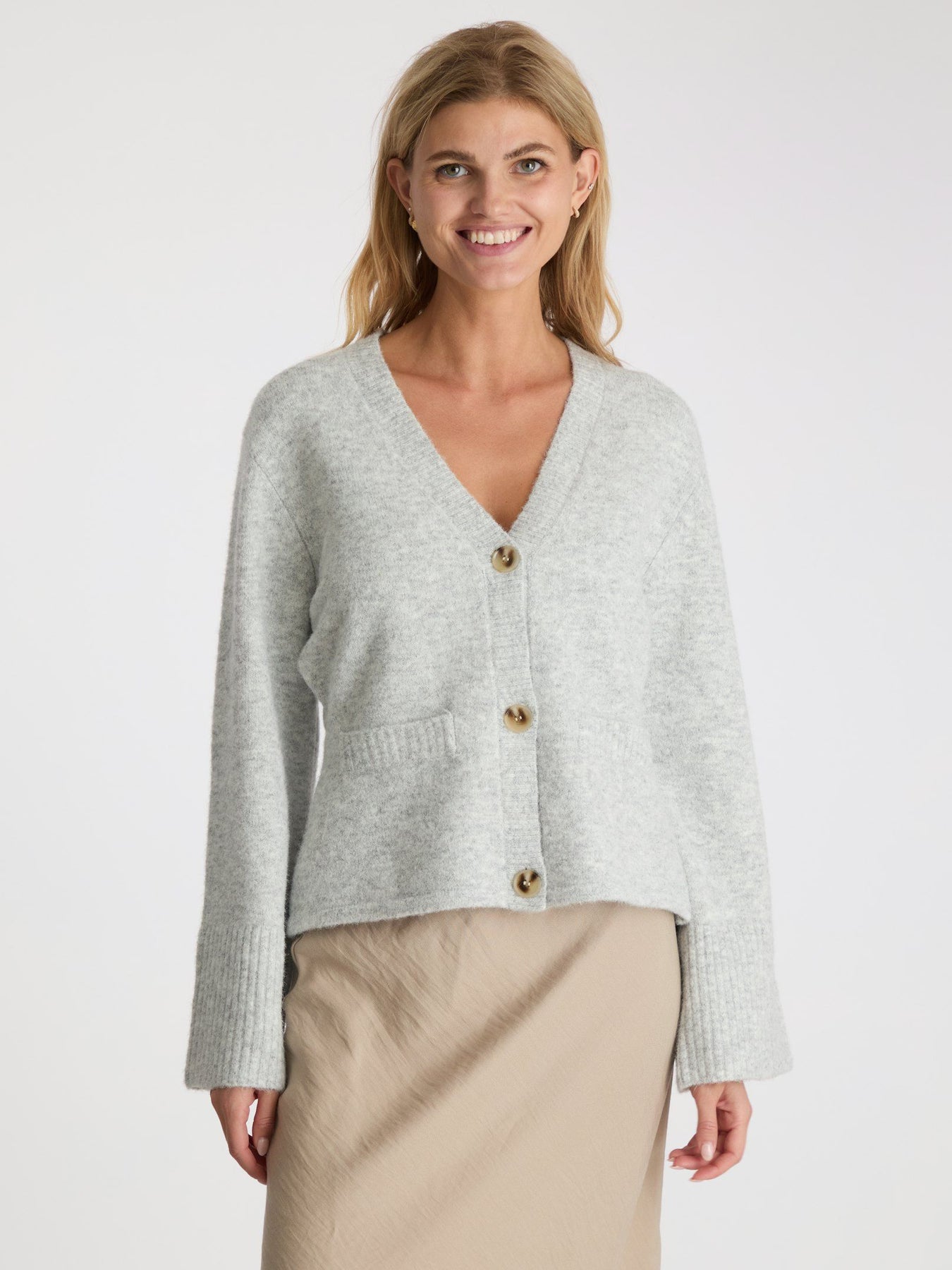 Pixie Knit Cardigan - Light Grey Melange