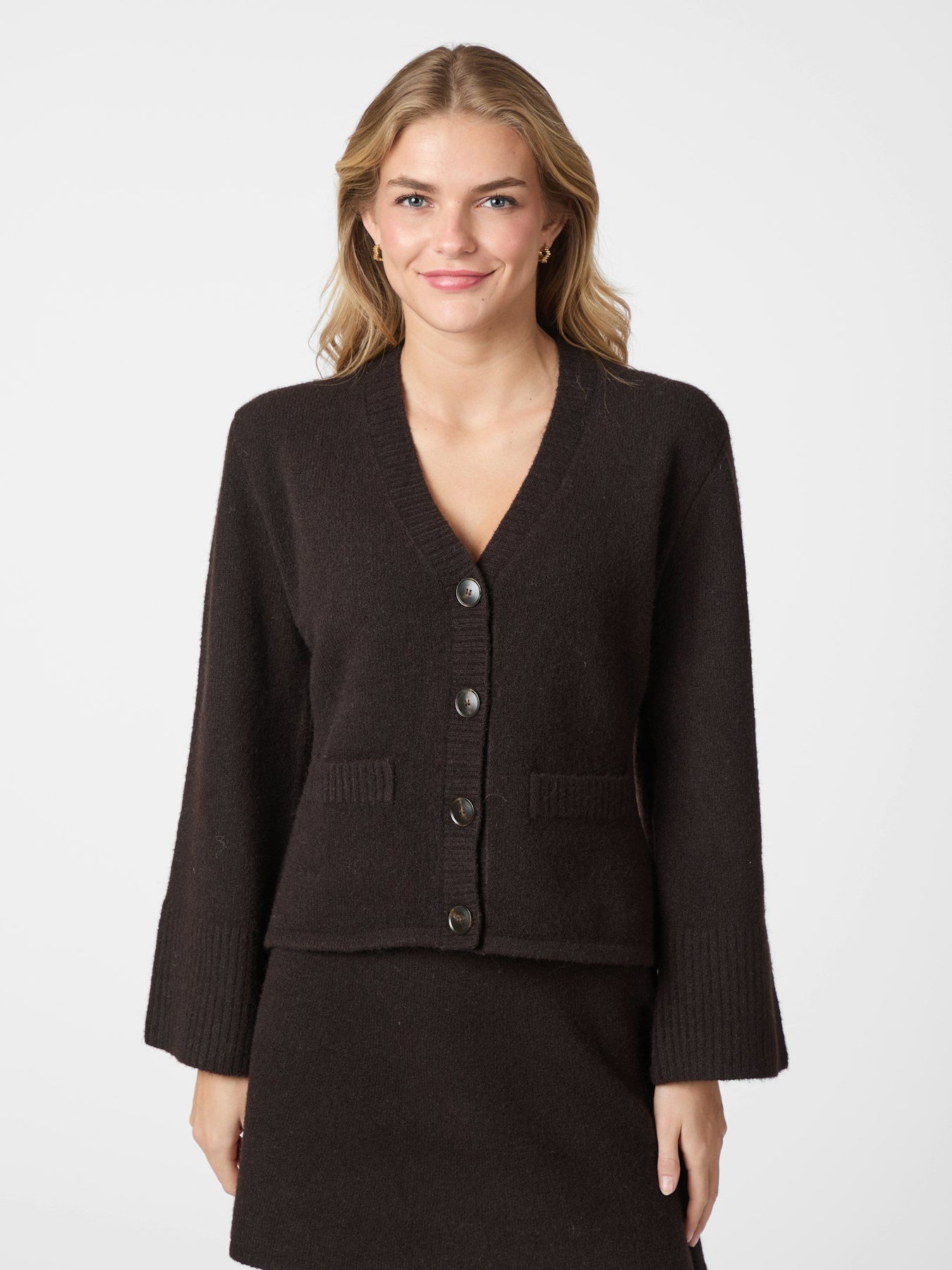 Pixie Knit Kofta - Mörkbrun