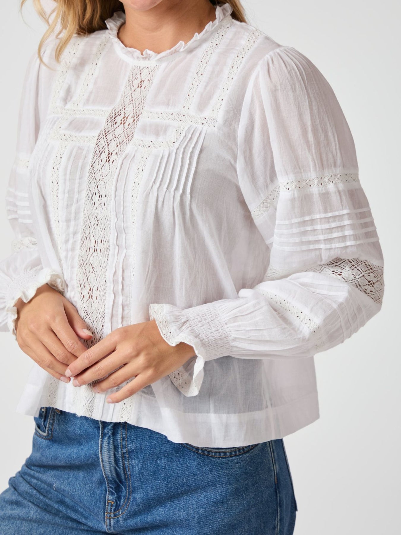 Ebba S Voile Blouse - Vit