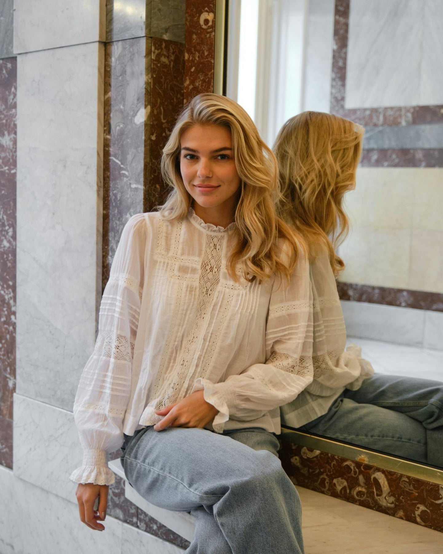 Ebba S Voile Blouse - Vit