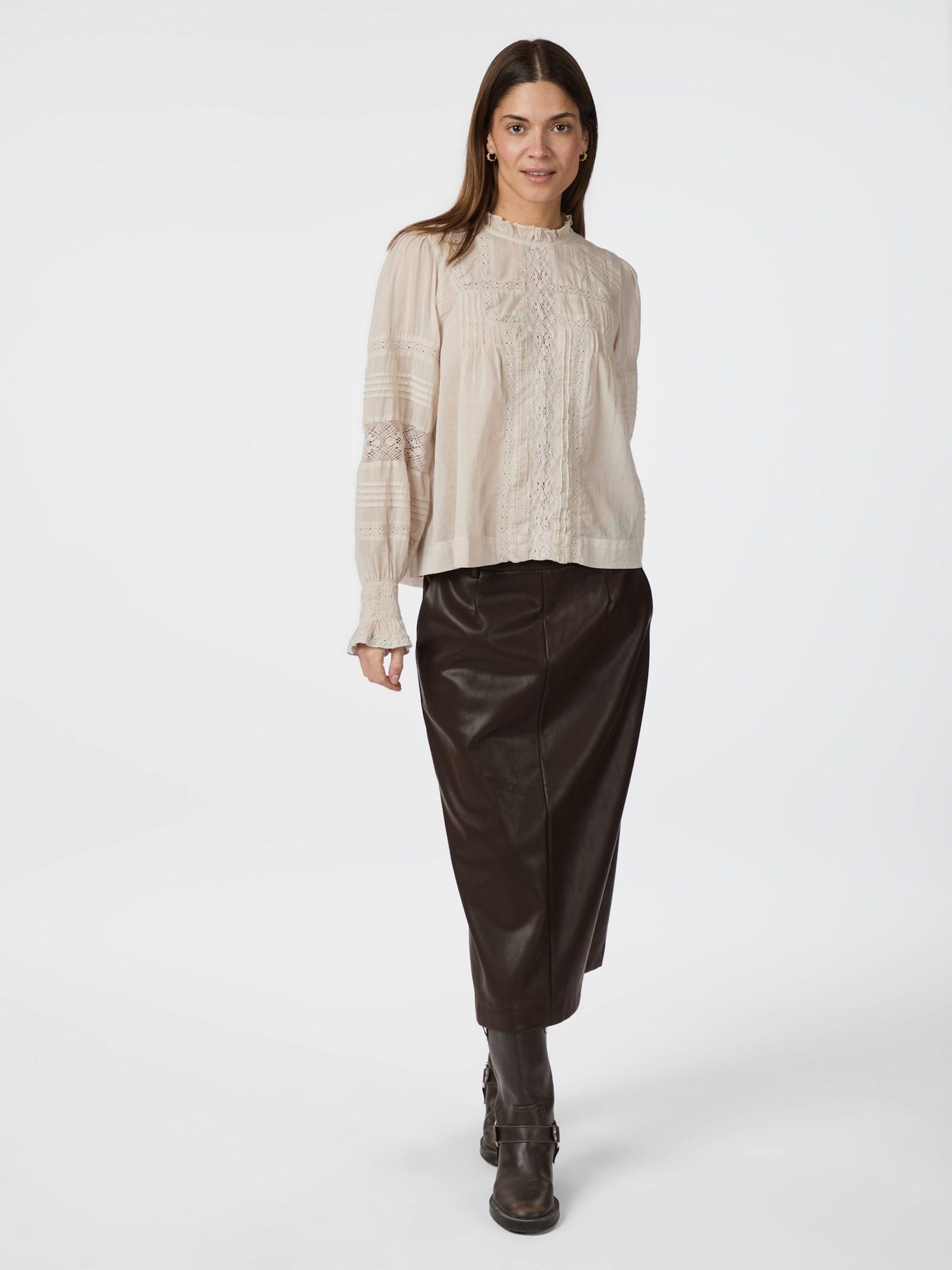 Neo Noir Ebba S Voile Blus - Ivory