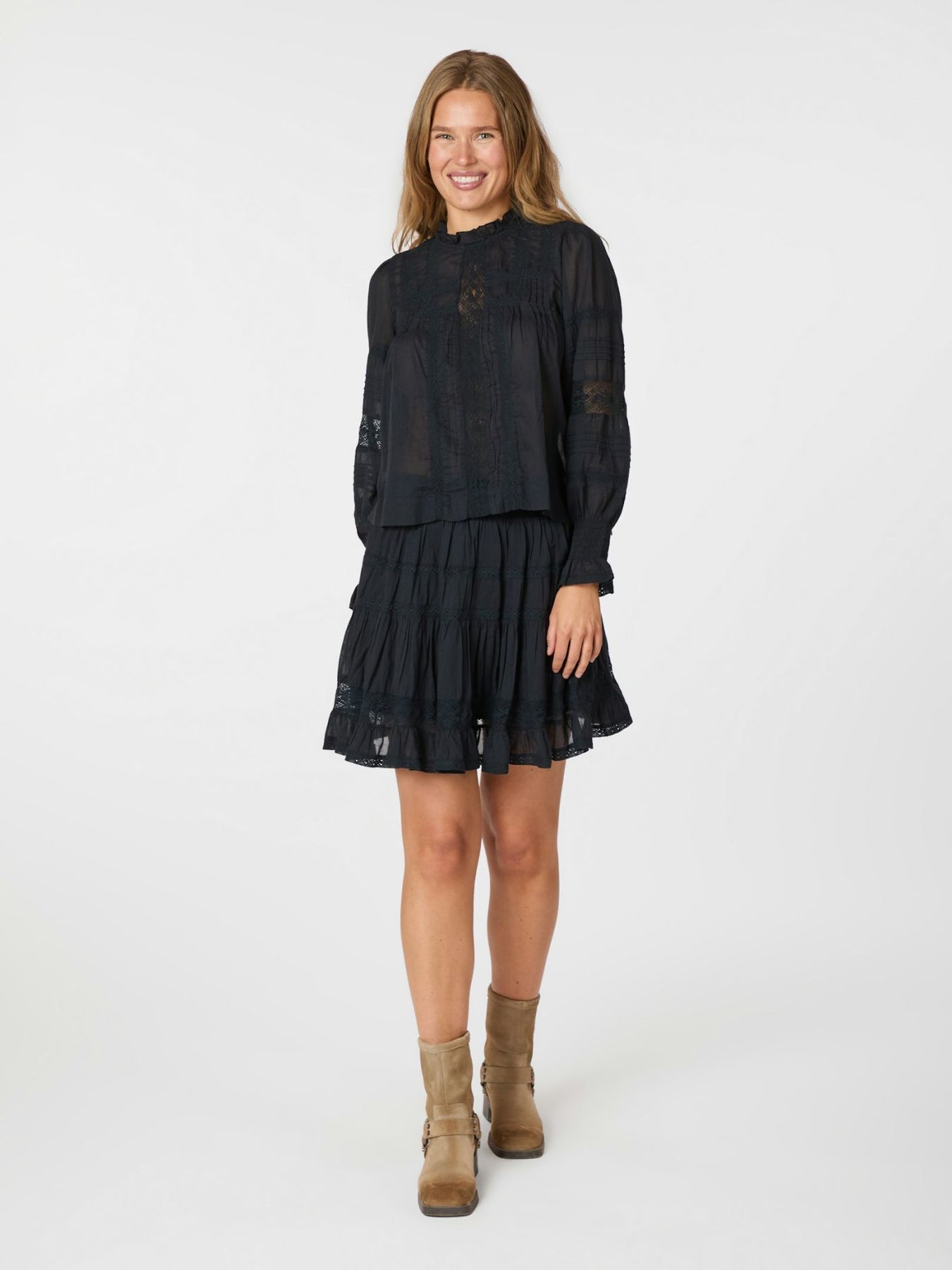 Ebba S Voile Blouse - Navy