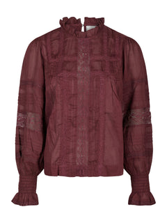 Ebba S Voile Blouse - Burgundy