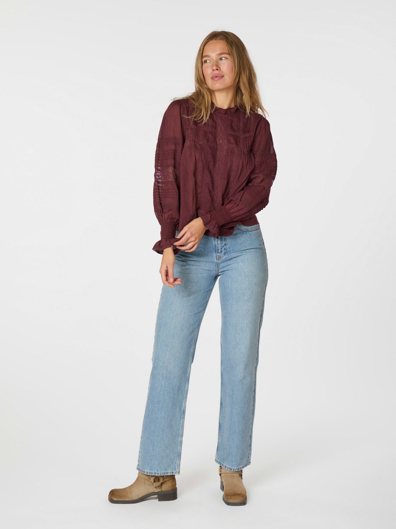 Ebba S Voile Blouse - Burgunder