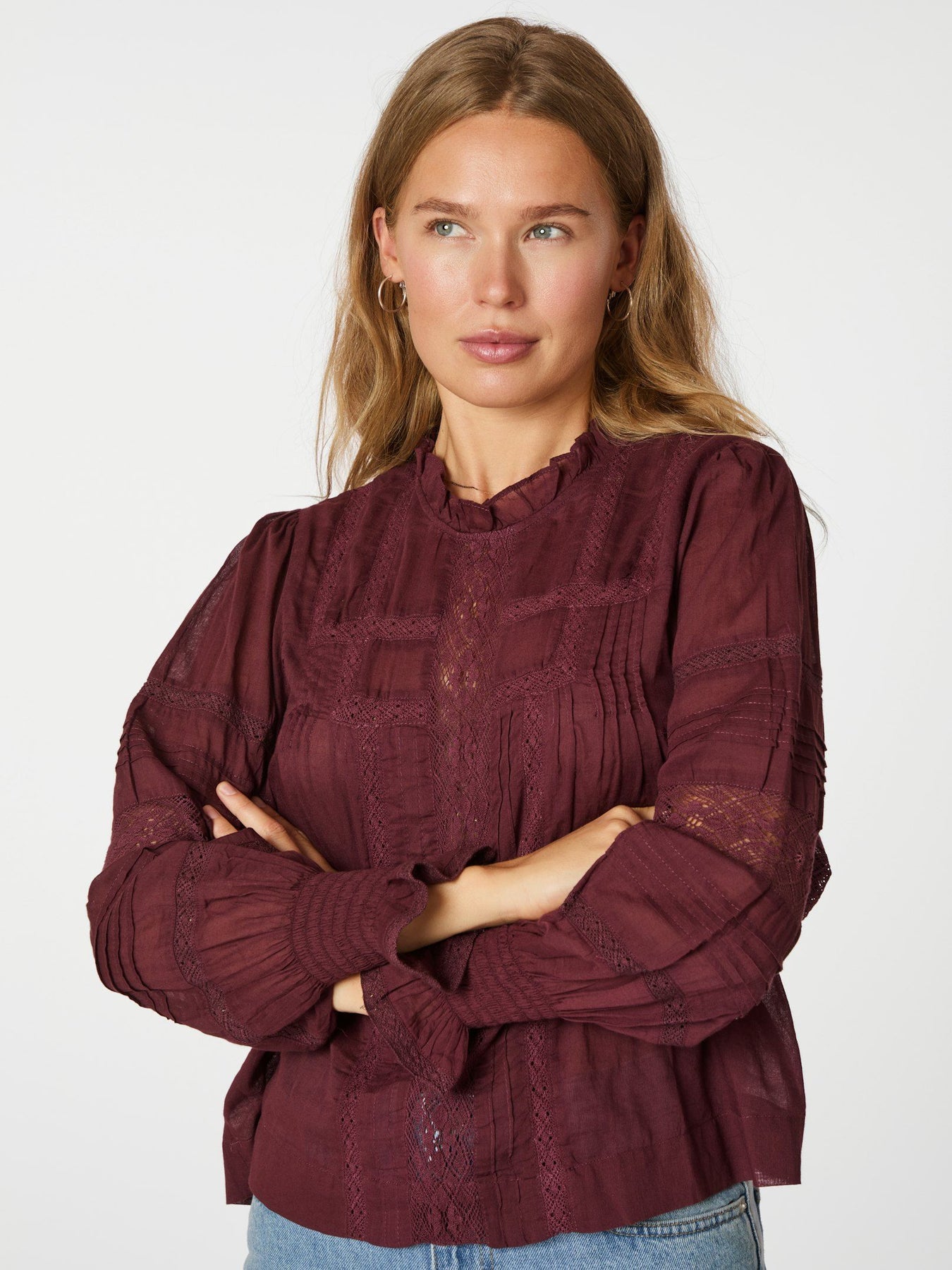 Ebba S Voile Blouse - Burgunder