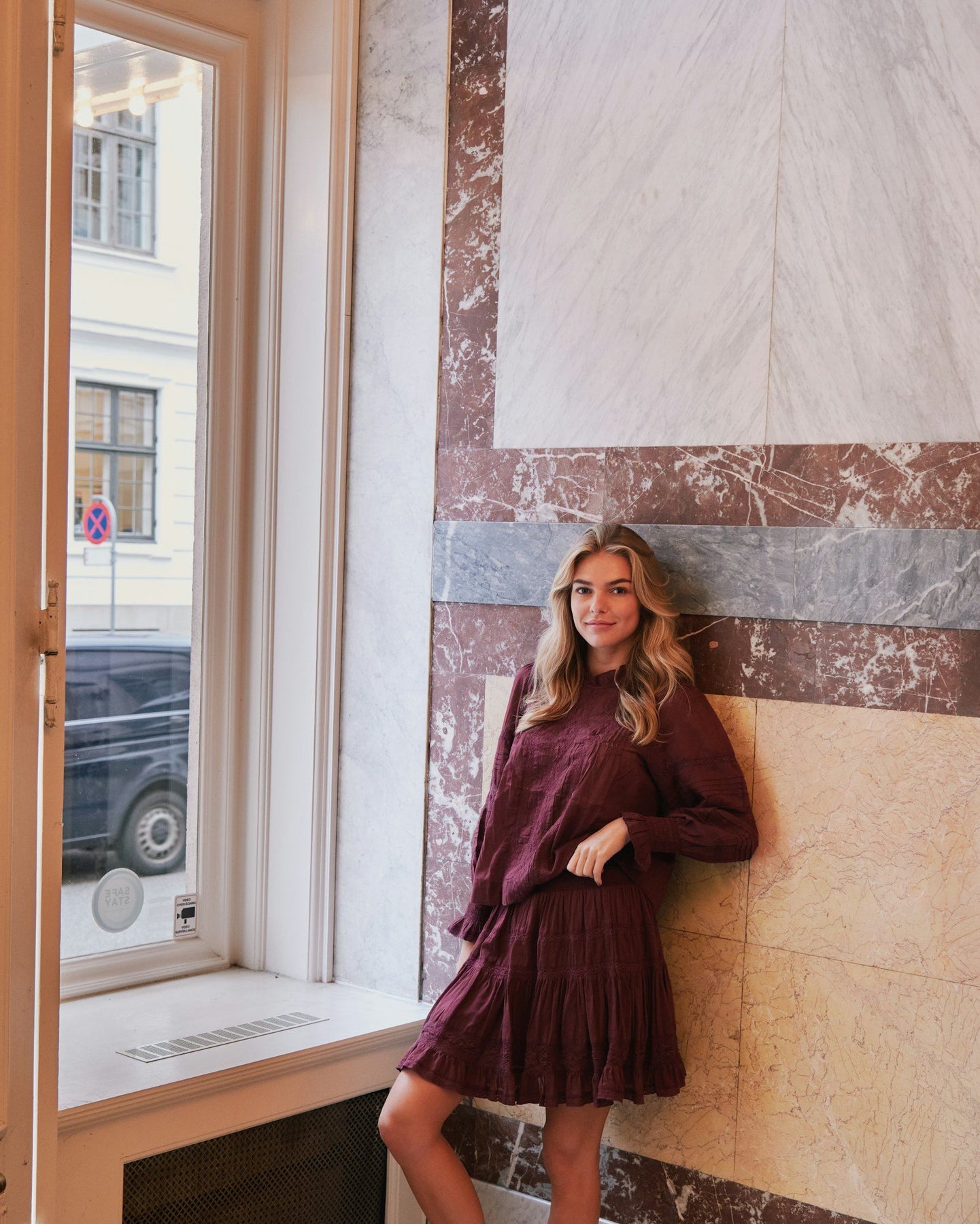Ebba S Voile Blouse - Burgunder