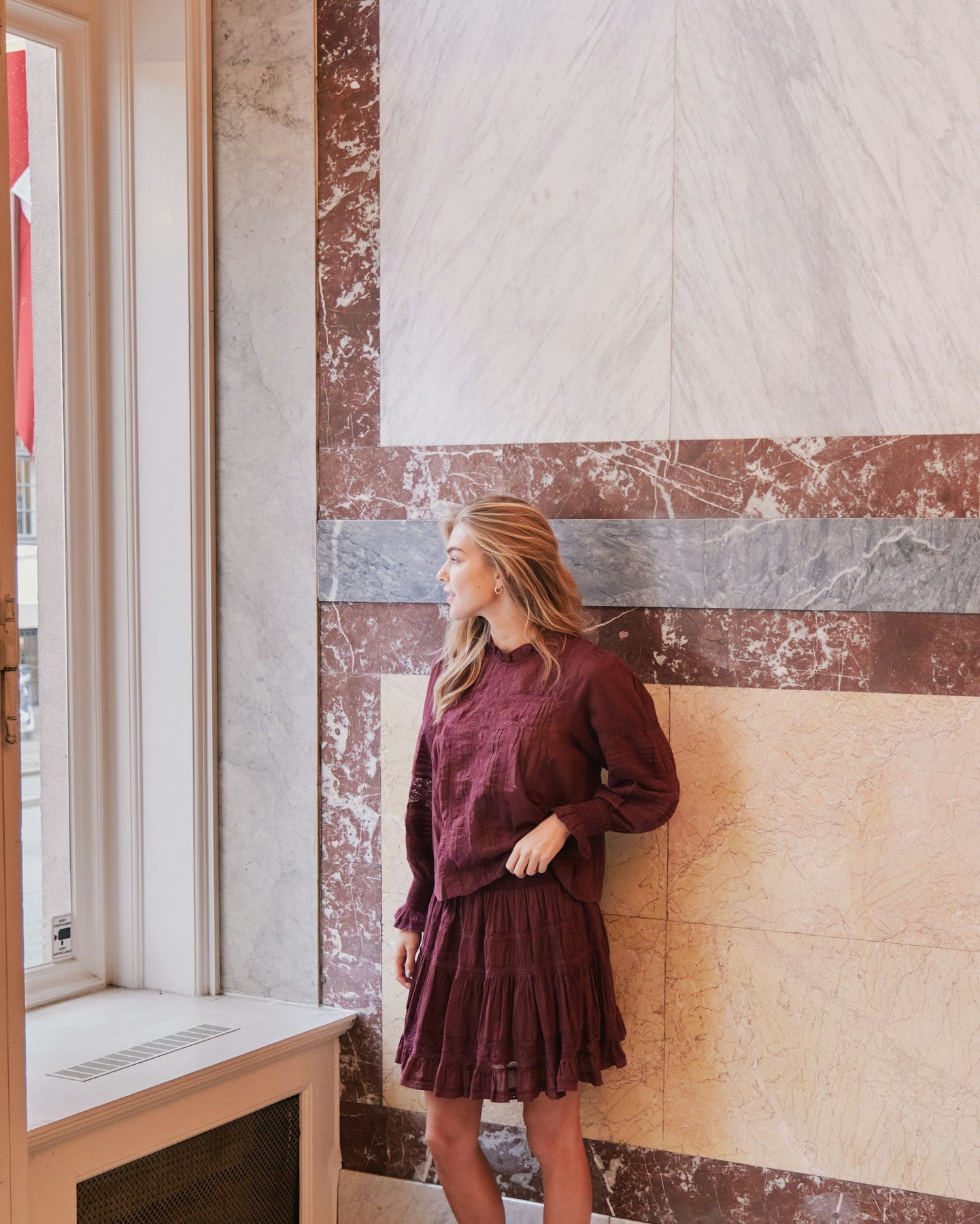 Ebba S Voile Blouse - Burgunder