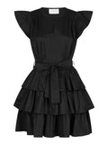 Lia Cotton Satin Dress - Black