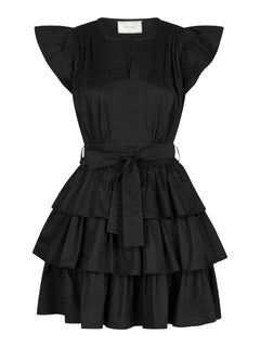 Lia Cotton Satin Dress - Black