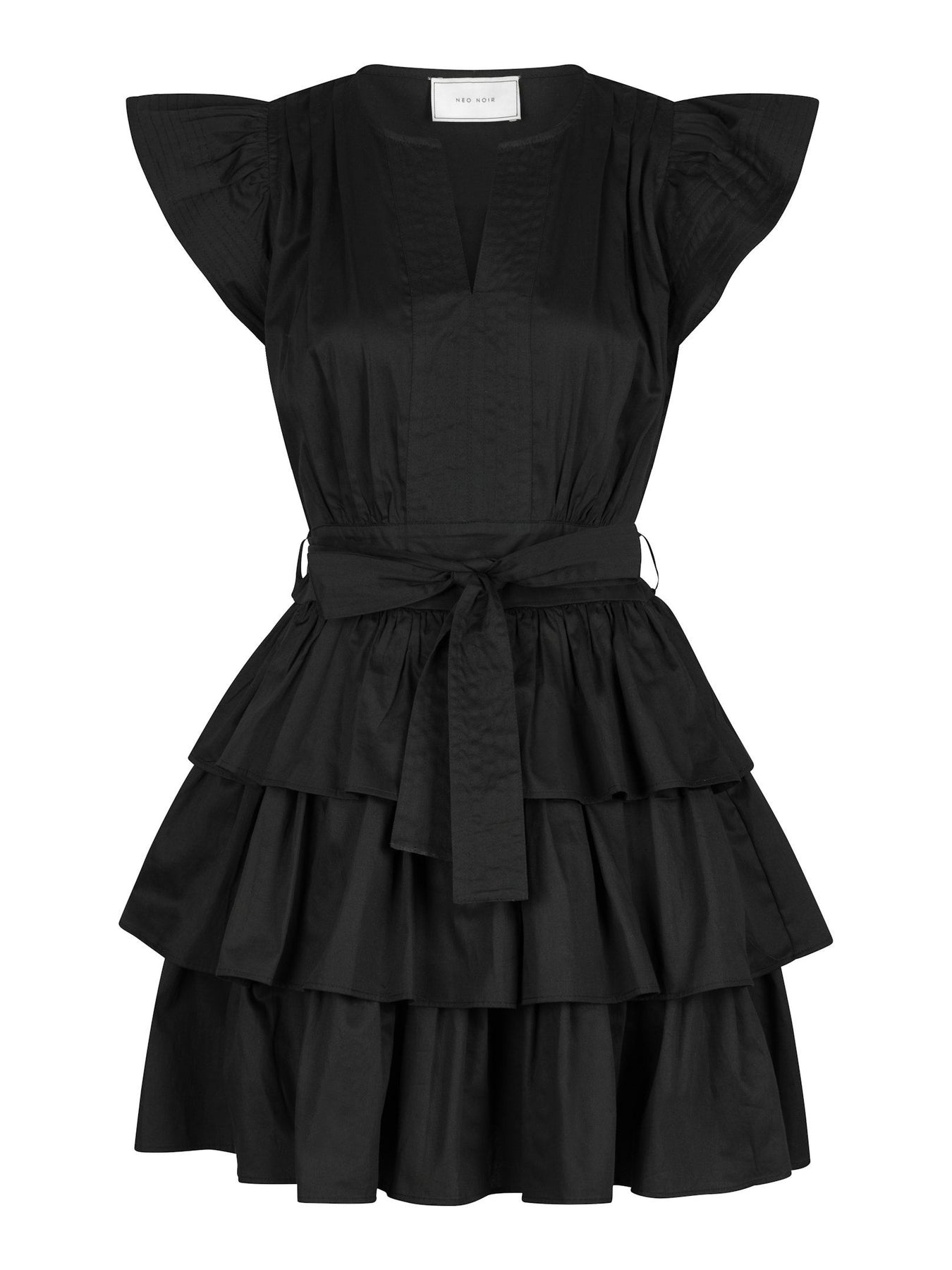 Lia Cotton Satin Dress - Black