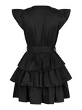 Lia Cotton Satin Dress - Black